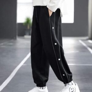 PREMIUM BAGGY JOGGERS-BUTTON BLACK