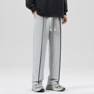 PREMIUM BAGGY JOGGERS-1 STRIPE ASH