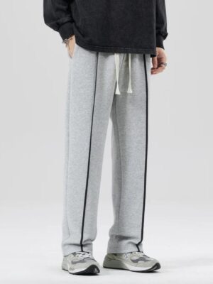 PREMIUM COTTON JOGGERS-1 STRIPE ASH
