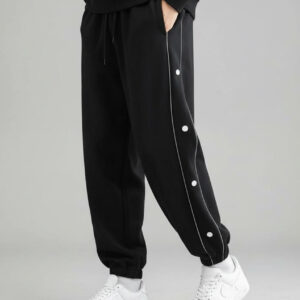 PREMIUM BAGGY JOGGERS-BUTTON BLACK