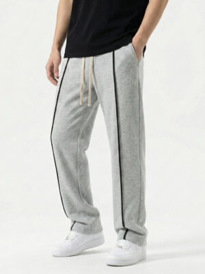 PREMIUM COTTON JOGGERS-1 STRIPE ASH
