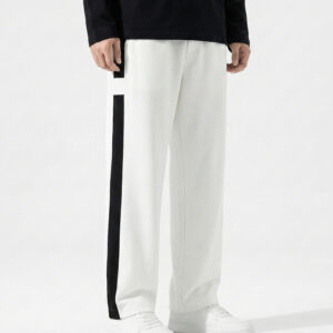 PREMIUM BAGGY JOGGERS-WHITE BAR