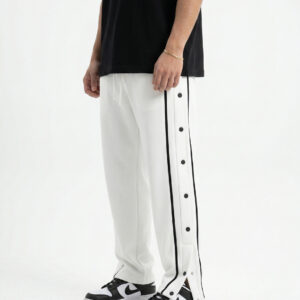 7-BUTTON BAGGY JOGGERS-WHITE