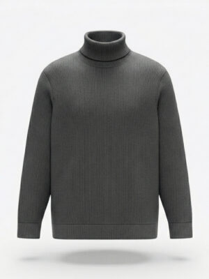 Premium Ribbed High Neck for Men – Ash