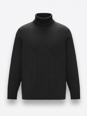 Premium Ribbed High Neck for Men – Black