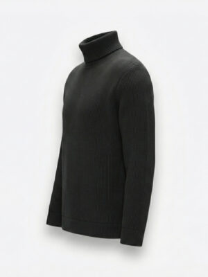 Premium Ribbed High Neck for Men – Black