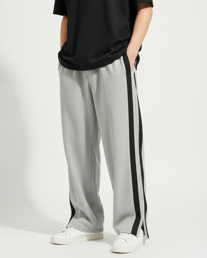 3 POCKET BOOT CUT BAGGY JOGGERS-ASH - Image 2