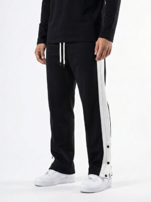 3-BUTTON BAGGY JOGGERS-BLACK