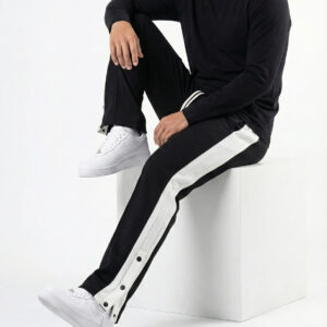 3-BUTTON BAGGY JOGGERS-BLACK