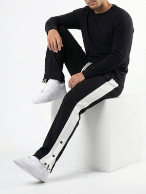 3-BUTTON BAGGY JOGGERS-BLACK