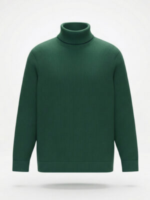 Premium Ribbed High Neck for Men – Green