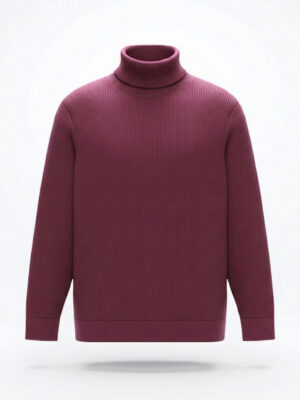 Premium Ribbed High Neck for Men – Maroon