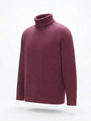 Premium Ribbed High Neck for Men – Maroon
