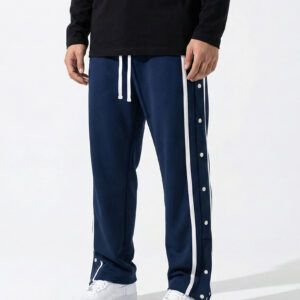 7-BUTTON BAGGY JOGGERS-NAVY BLUE