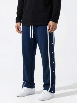 7-BUTTON BAGGY JOGGERS-NAVY BLUE