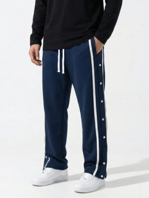 7-BUTTON BAGGY JOGGERS-NAVY BLUE