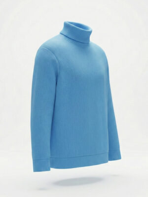 Premium Ribbed High Neck for Men – Sky Light