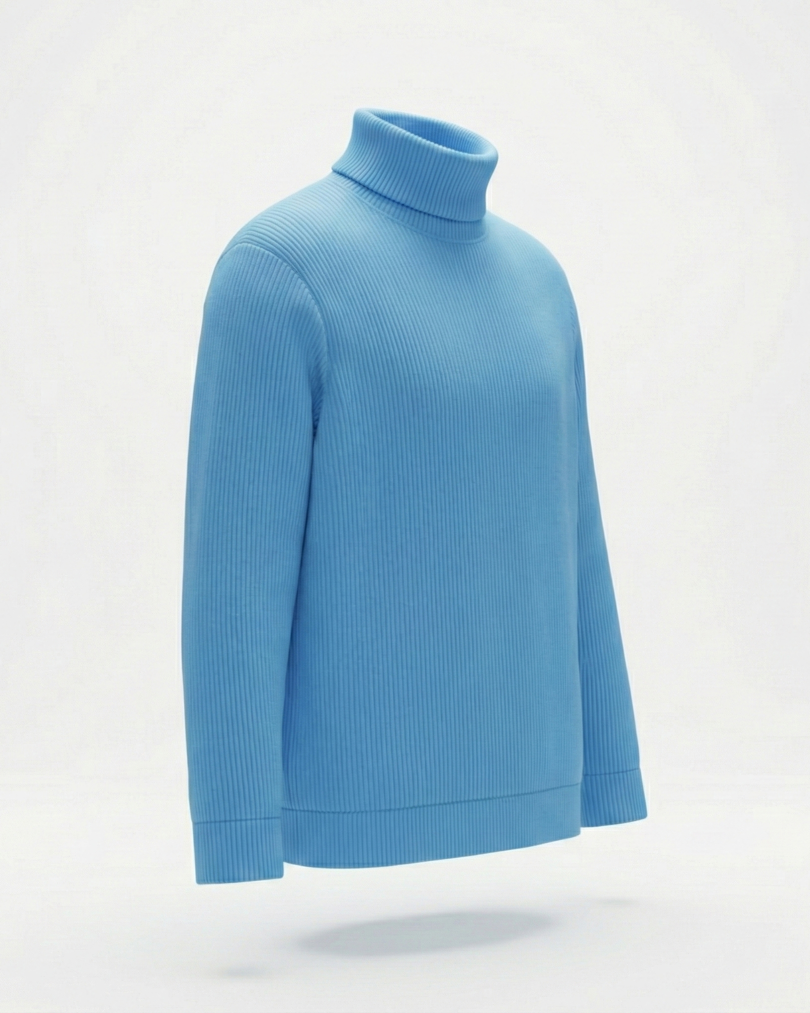 Premium Ribbed High Neck for Men – Sky Light - Image 2