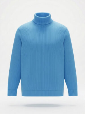 Premium Ribbed High Neck for Men – Sky Light