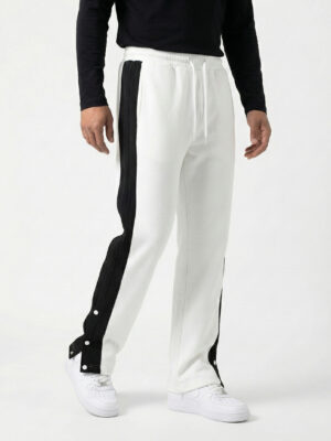 3-BUTTON BAGGY JOGGERS-WHITE