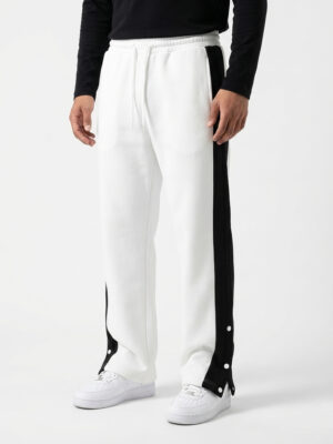3-BUTTON BAGGY JOGGERS-WHITE