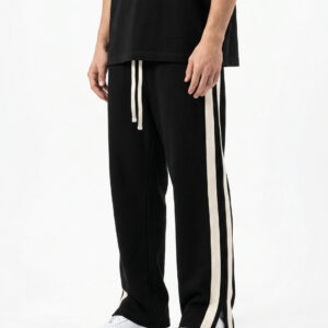 3 POCKET BOOT CUT BAGGY JOGGERS-BLACK