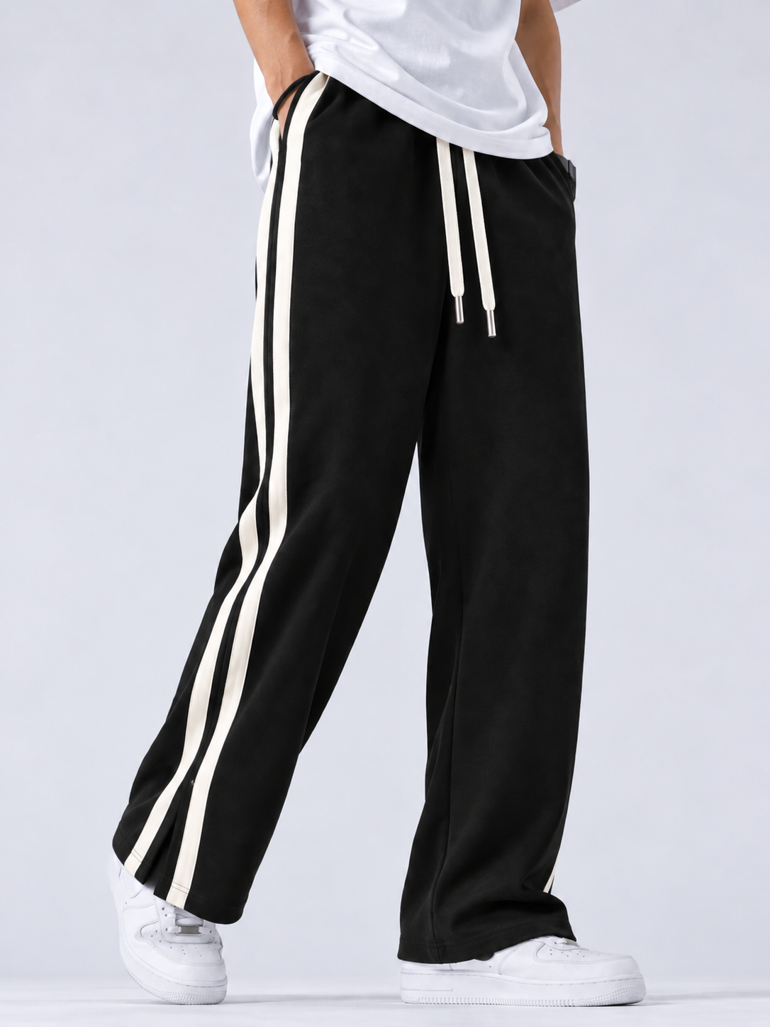 3 POCKET LOW CUT BAGGY JOGGERS-BLACK