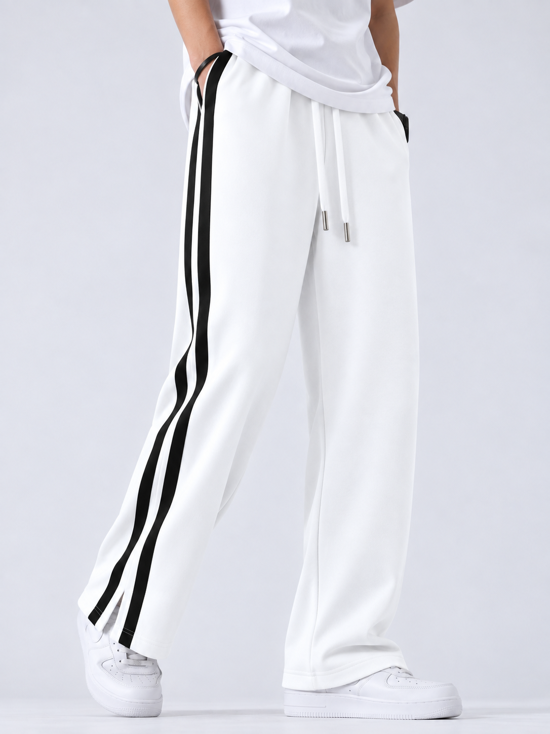 3 POCKET LOW CUT BAGGY JOGGERS-WHITE