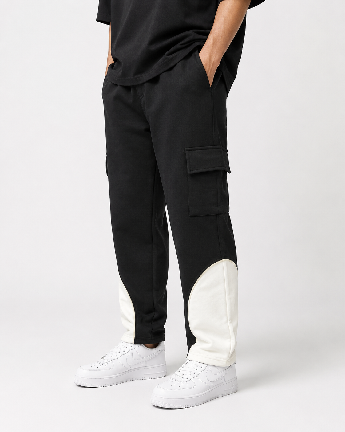 Premium Side Pocket Cargo Joggers- Black