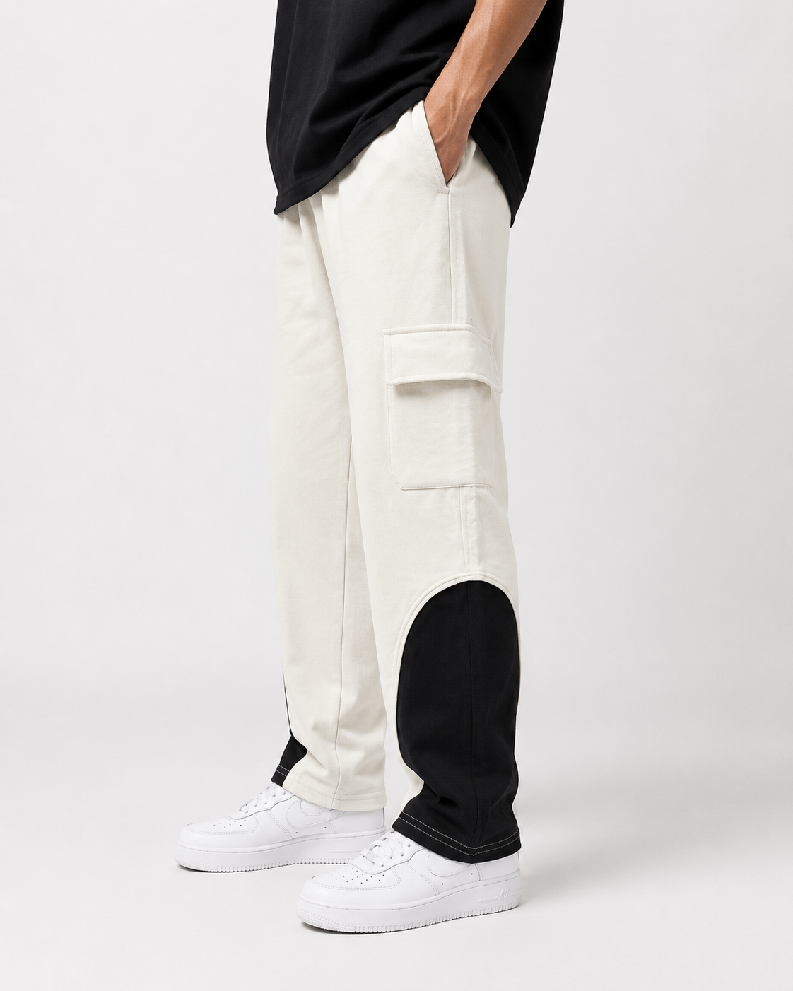 Premium Side Pocket Cargo Joggers- White