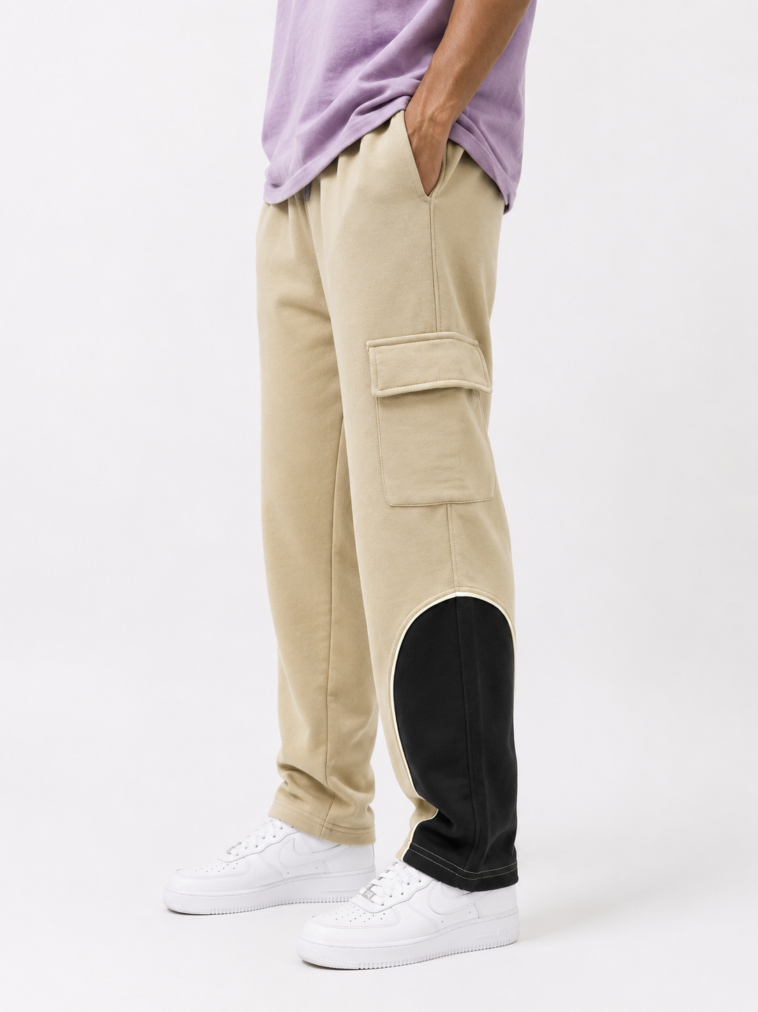 Premium Side Pocket Cargo Joggers- Sand Beige