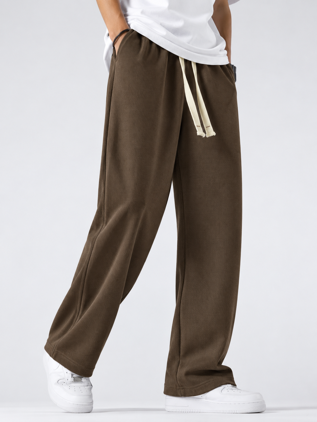 Premium China Rib Joggers - Dark Brown