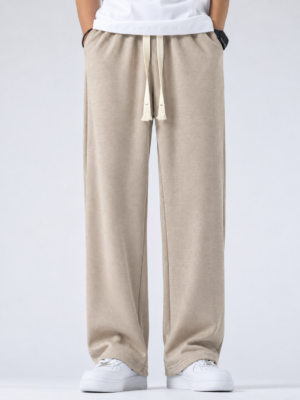 Premium China Rib Joggers - Light Beige