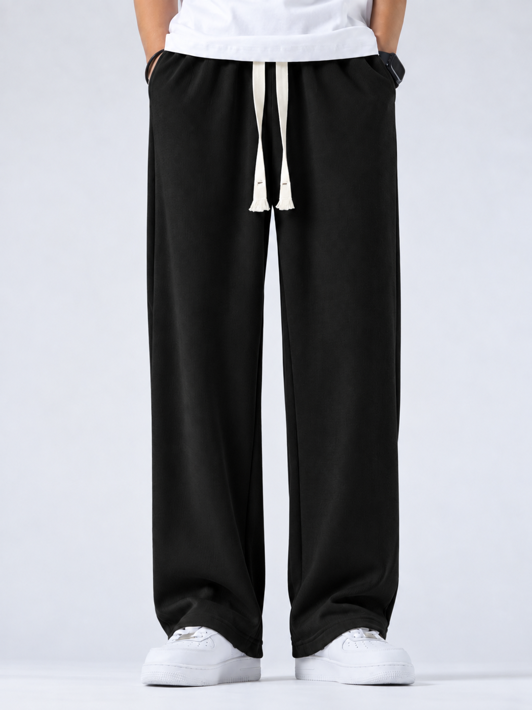 Premium China Rib Joggers - Black - Image 2