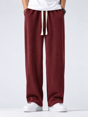 Premium China Rib Joggers - Crimson Red
