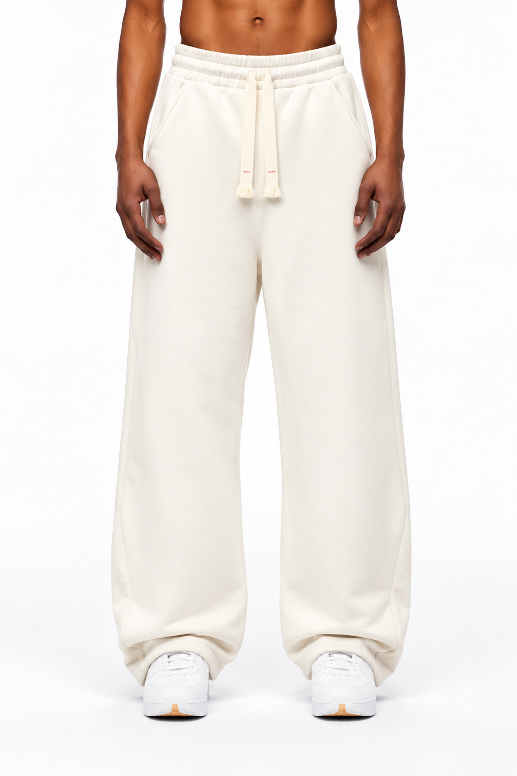 Premium full baggy trouser interlock fabric- Offwhite