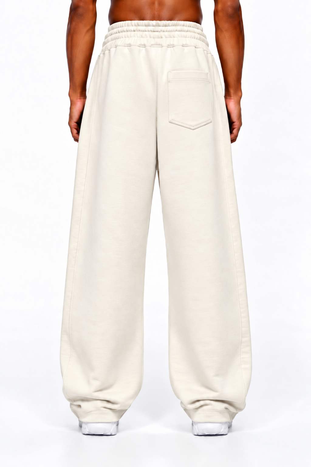 Premium full baggy trouser interlock fabric- Offwhite - Image 2