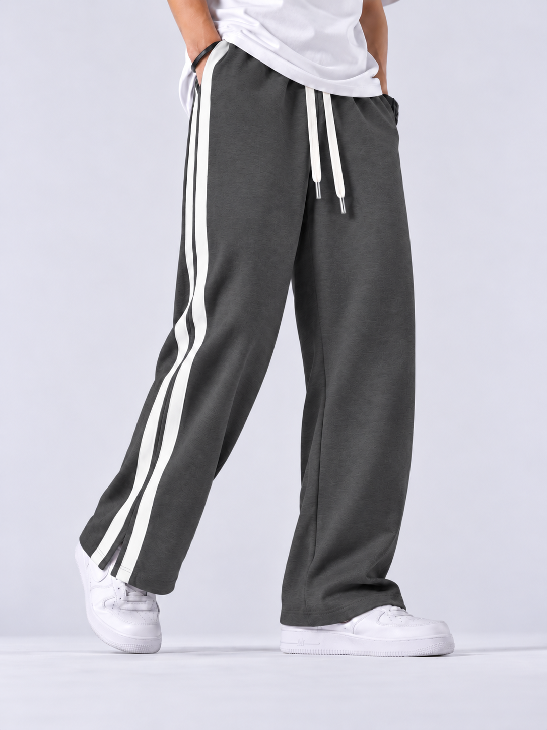 3 POCKET LOW CUT BAGGY JOGGERS-CHARCOAL GREY
