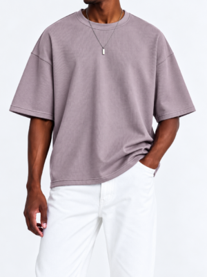 Premium Waffle Oversized Drop Shoulder- Dusty Lavender