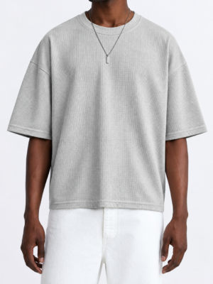 Premium Waffle Oversized Drop Shoulder- Light Ash