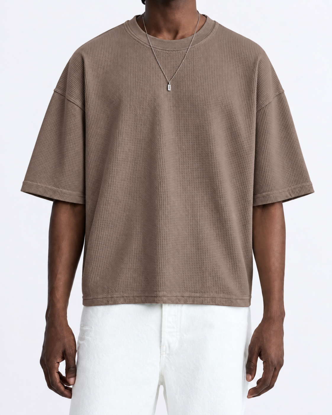Premium Waffle Oversized Drop Shoulder- Mocha Brown