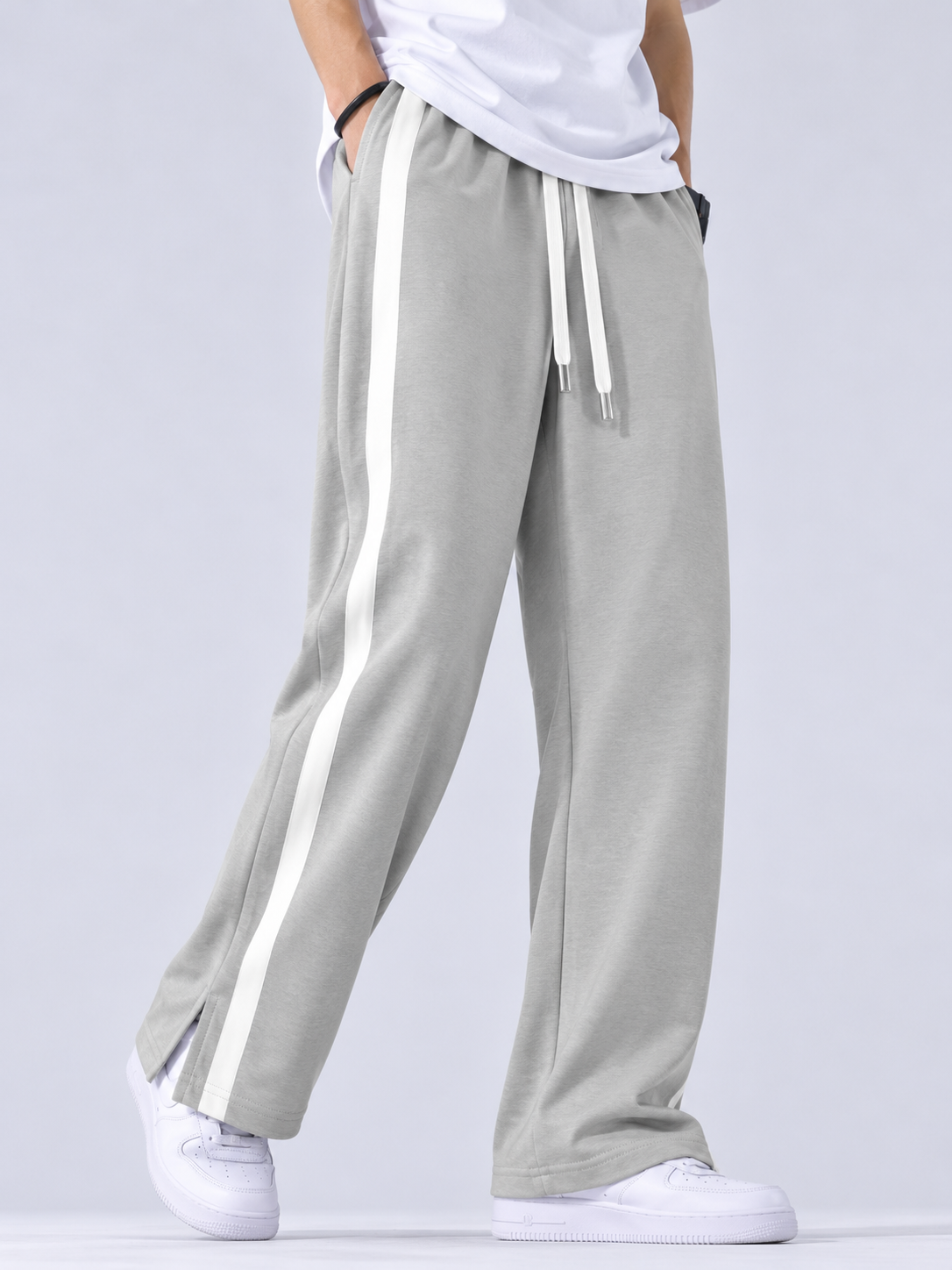 3 POCKET LOW CUT BAGGY JOGGERS-LIGHT ASH