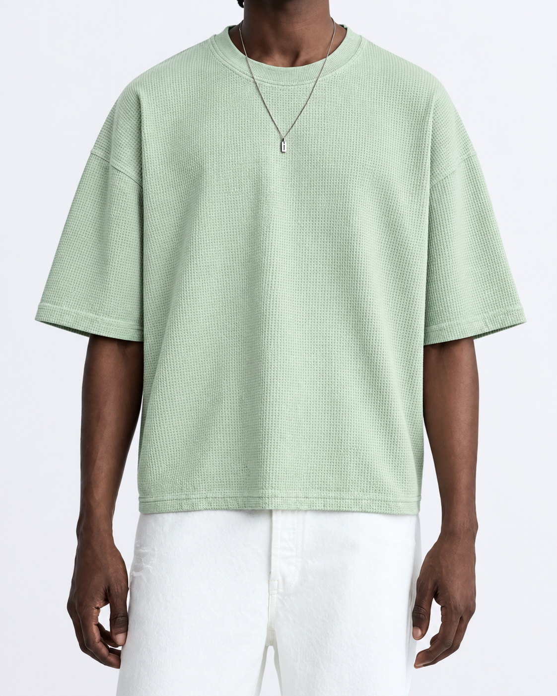 Premium Waffle Oversized Drop Shoulder- Sage Green