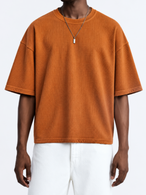 Premium Waffle Oversized Drop Shoulder- Orange