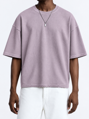 Premium Waffle Oversized Drop Shoulder- Dusty Lavender