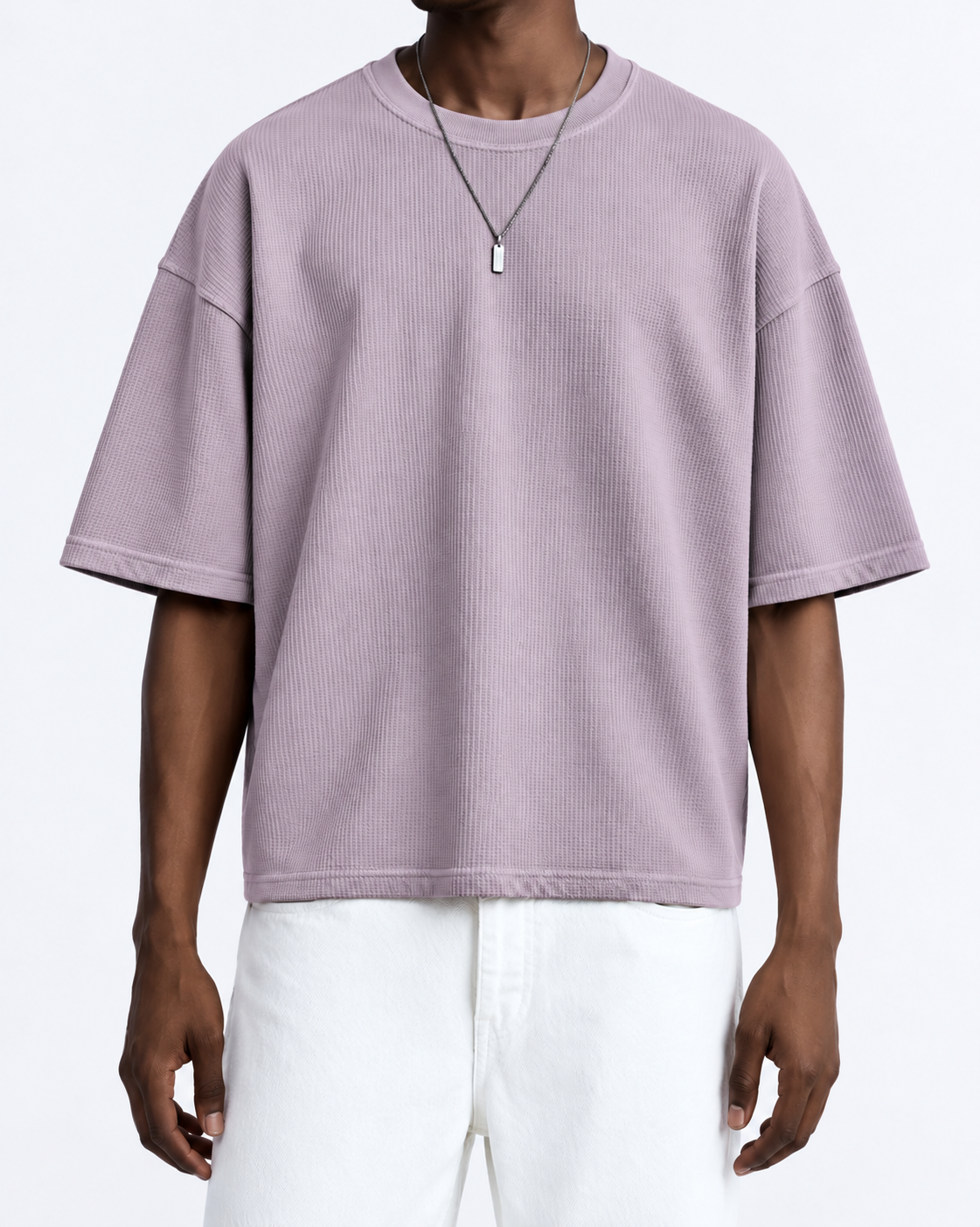 Premium Waffle Oversized Drop Shoulder- Dusty Lavender