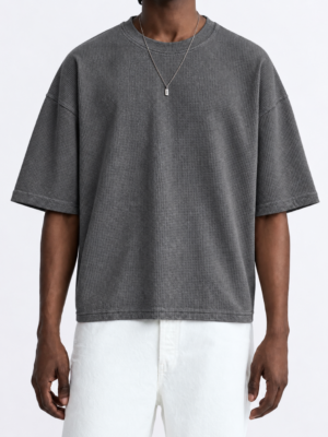 Premium Waffle Oversized Drop Shoulder- Dark Gray
