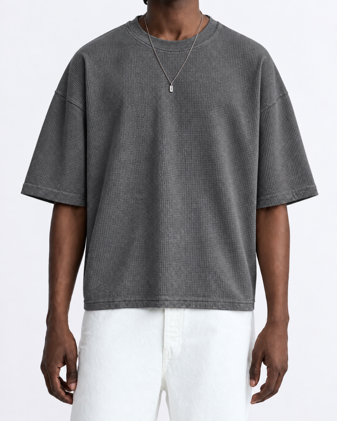 Premium Waffle Oversized Drop Shoulder- Dark Gray