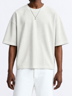 Premium Waffle Oversized Drop Shoulder- Cream