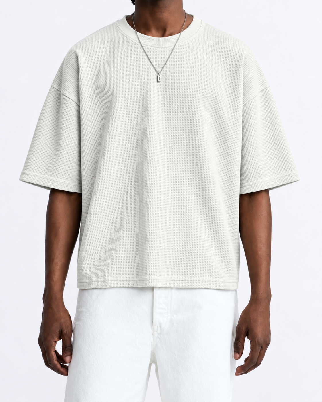 Premium Waffle Oversized Drop Shoulder- Cream